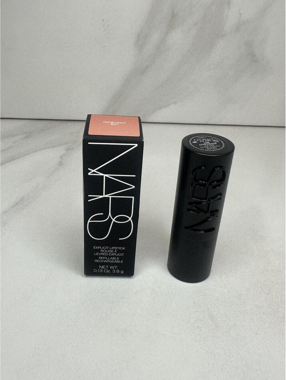 NARS Explict Lipstick Indecent 801 (Warm Beige) satin finish refillable 0.13 oz